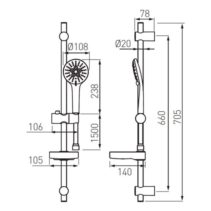 Κολόνα σταθερού ντους FERRO NESSA N350B 2 Κολόνα σταθερού ντους FERRO NESSA N350B - Image 2