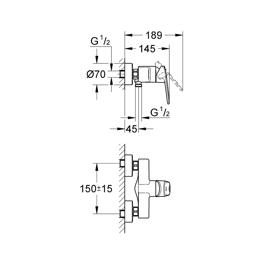 Μπαταρία ντουσιέρας Grohe Europlus Contemporary 33577002 (Σώμα) 2 Μπαταρία ντουσιέρας Grohe Europlus Contemporary 33577002 (Σώμα) - Image 2