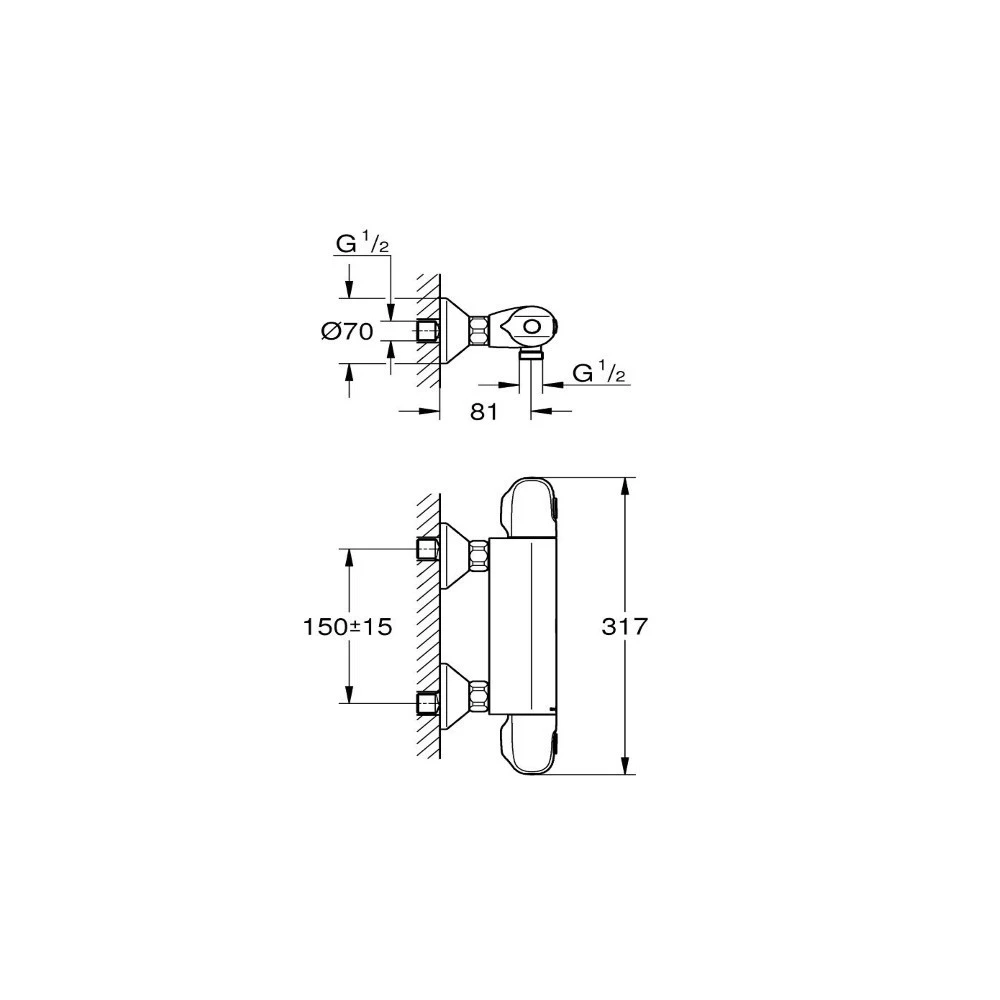 Μπαταρία ντουζιέρας θερμοστατική GROHE GROHTHERM 1000 34143003 (Σώμα) 2 Μπαταρία ντουζιέρας θερμοστατική GROHE GROHTHERM 1000 34143003 (Σώμα) - Image 2